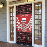 Personalized Hawaii Skull Christmas Door Cover Mele Kalikimaka Hawaiian Kakau - Polynesian Pride