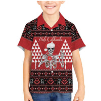 Personalized Hawaii Skull Christmas Family Matching Mermaid Dress and Hawaiian Shirt Mele Kalikimaka Hawaiian Kakau LT14 Son's Shirt Red - Polynesian Pride