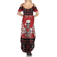 Personalized Hawaii Skull Christmas Family Matching Summer Maxi Dress and Hawaiian Shirt Mele Kalikimaka Hawaiian Kakau LT14 - Polynesian Pride