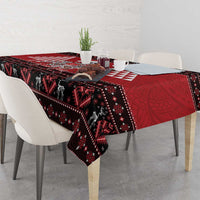 Personalized Hawaii Skull Christmas Tablecloth Mele Kalikimaka Hawaiian Kakau - Polynesian Pride