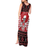 Personalized Hawaii Skull Christmas Tank Maxi Dress Mele Kalikimaka Hawaiian Kakau - Polynesian Pride