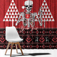 Personalized Hawaii Skull Christmas Window Curtain Mele Kalikimaka Hawaiian Kakau - Polynesian Pride
