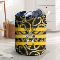 Taranaki Custom Rugby New Zealand Laundry Basket Aotearoa Maori Pukana Tiki Mascot