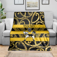 Taranaki Custom Rugby New Zealand Blanket Aotearoa Maori Pukana Tiki Mascot