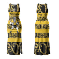 Taranaki Custom Rugby New Zealand Family Matching Tank Maxi Dress and Hawaiian Shirt Aotearoa Maori Pukana Tiki Mascot
