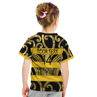 Taranaki Custom Rugby New Zealand Kid T Shirt Aotearoa Maori Pukana Tiki Mascot