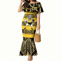 Taranaki Custom Rugby New Zealand Mermaid Dress Aotearoa Maori Pukana Tiki Mascot