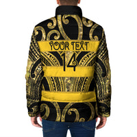 Taranaki Custom Rugby New Zealand Padded Jacket Aotearoa Maori Pukana Tiki Mascot