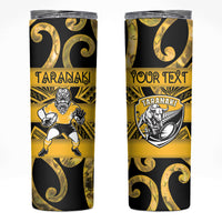 Taranaki Custom Rugby New Zealand Skinny Tumbler Aotearoa Maori Pukana Tiki Mascot
