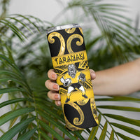 Taranaki Custom Rugby New Zealand Skinny Tumbler Aotearoa Maori Pukana Tiki Mascot