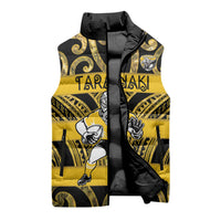 Taranaki Custom Rugby New Zealand Sleeveless Puffer Jacket Aotearoa Maori Pukana Tiki Mascot
