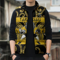 Taranaki Custom Rugby New Zealand Sleeveless Puffer Jacket Aotearoa Maori Pukana Tiki Mascot