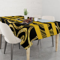 Taranaki Custom Rugby New Zealand Tablecloth Aotearoa Maori Pukana Tiki Mascot