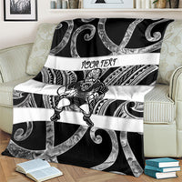Hawke's Bay Custom Rugby New Zealand Blanket Aotearoa Maori Pukana Tiki Mascot