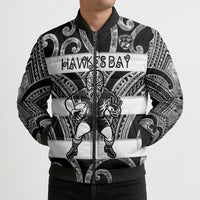 Hawke's Bay Custom Rugby New Zealand Bomber Puffer Jacket Aotearoa Maori Pukana Tiki Mascot