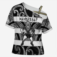 Hawke's Bay Custom Rugby New Zealand Cross Shoulder Shirt Aotearoa Maori Pukana Tiki Mascot