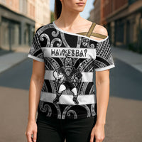 Hawke's Bay Custom Rugby New Zealand Cross Shoulder Shirt Aotearoa Maori Pukana Tiki Mascot