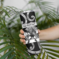 Hawke's Bay Custom Rugby New Zealand Skinny Tumbler Aotearoa Maori Pukana Tiki Mascot