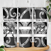 Hawke's Bay Custom Rugby New Zealand Skinny Tumbler Aotearoa Maori Pukana Tiki Mascot