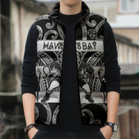 Hawke's Bay Custom Rugby New Zealand Sleeveless Puffer Jacket Aotearoa Maori Pukana Tiki Mascot