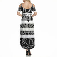 Hawke's Bay Custom Rugby New Zealand Summer Maxi Dress Aotearoa Maori Pukana Tiki Mascot