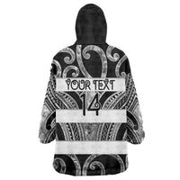 Hawke's Bay Custom Rugby New Zealand Wearable Blanket Hoodie Aotearoa Maori Pukana Tiki Mascot