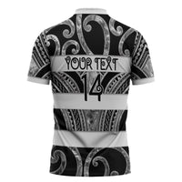 Hawke's Bay Custom Rugby New Zealand Zipper Polo Shirt Aotearoa Maori Pukana Tiki Mascot