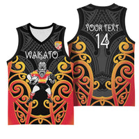 Waikato Custom Rugby New Zealand Basketball Jersey Aotearoa Maori Pukana Tiki Mascot