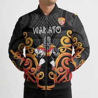 Waikato Custom Rugby New Zealand Bomber Puffer Jacket Aotearoa Maori Pukana Tiki Mascot