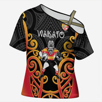 Waikato Custom Rugby New Zealand Cross Shoulder Shirt Aotearoa Maori Pukana Tiki Mascot