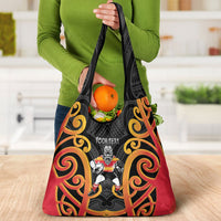 Waikato Custom Rugby New Zealand Grocery Bag Aotearoa Maori Pukana Tiki Mascot