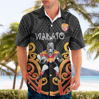 Waikato Custom Rugby New Zealand Hawaiian Shirt Aotearoa Maori Pukana Tiki Mascot