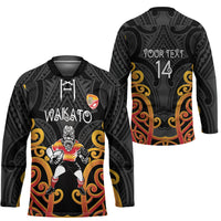 Waikato Custom Rugby New Zealand Hockey Jersey Aotearoa Maori Pukana Tiki Mascot