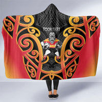 Waikato Custom Rugby New Zealand Hooded Blanket Aotearoa Maori Pukana Tiki Mascot