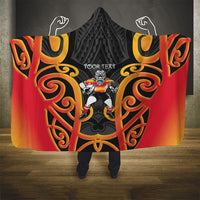Waikato Custom Rugby New Zealand Hooded Blanket Aotearoa Maori Pukana Tiki Mascot