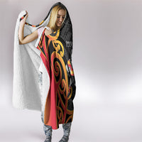 Waikato Custom Rugby New Zealand Hooded Blanket Aotearoa Maori Pukana Tiki Mascot