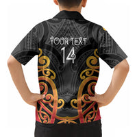 Waikato Custom Rugby New Zealand Kid Hawaiian Shirt Aotearoa Maori Pukana Tiki Mascot