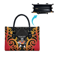 Waikato Custom Rugby New Zealand Leather Bag Aotearoa Maori Pukana Tiki Mascot