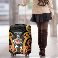 Waikato Custom Rugby New Zealand Luggage Cover Aotearoa Maori Pukana Tiki Mascot