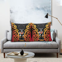 Waikato Custom Rugby New Zealand Pillow Cover Aotearoa Maori Pukana Tiki Mascot