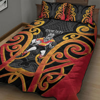 Waikato Custom Rugby New Zealand Quilt Bed Set Aotearoa Maori Pukana Tiki Mascot