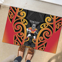 Waikato Custom Rugby New Zealand Rubber Doormat Aotearoa Maori Pukana Tiki Mascot