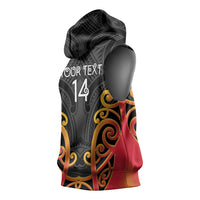 Waikato Custom Rugby New Zealand Sleeveless Hoodie Aotearoa Maori Pukana Tiki Mascot