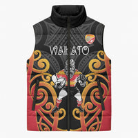 Waikato Custom Rugby New Zealand Sleeveless Puffer Jacket Aotearoa Maori Pukana Tiki Mascot