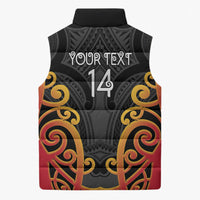 Waikato Custom Rugby New Zealand Sleeveless Puffer Jacket Aotearoa Maori Pukana Tiki Mascot