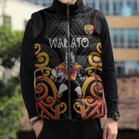Waikato Custom Rugby New Zealand Sleeveless Puffer Jacket Aotearoa Maori Pukana Tiki Mascot