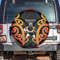 Waikato Custom Rugby New Zealand Spare Tire Cover Aotearoa Maori Pukana Tiki Mascot