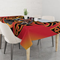 Waikato Custom Rugby New Zealand Tablecloth Aotearoa Maori Pukana Tiki Mascot
