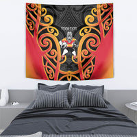 Waikato Custom Rugby New Zealand Tapestry Aotearoa Maori Pukana Tiki Mascot