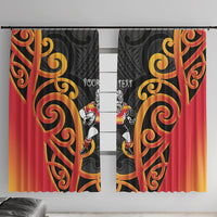 Waikato Custom Rugby New Zealand Window Curtain Aotearoa Maori Pukana Tiki Mascot
